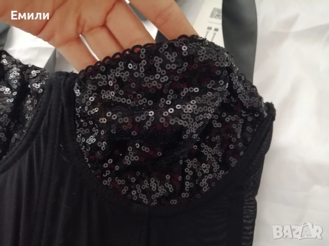 Нов дамски топ/бюстие/корсет с пайети и прозрачна талия р-р S и M, снимка 12 - Корсети, бюстиета, топове - 51078418