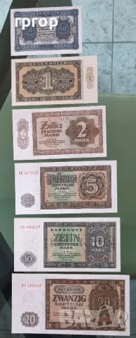 Германия. Емисия  "Дойче марка".  1948 г.  50 пфенига,1, 2 ,5, 10, 20 марки.  UNC. .