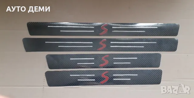 ТОП Цена за 4 бр-16 лв гланц карбон стикери за прагове за Мини Купър S Mini Cooper S