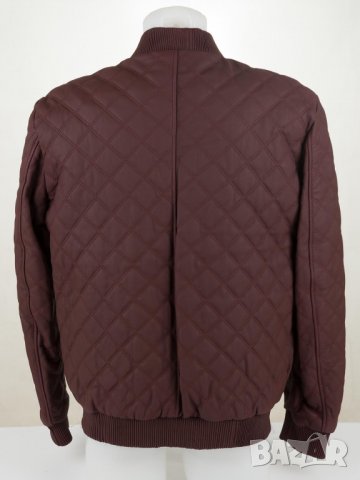 Мъжко яке от естествена кожа цвят бордо марка Basics & More - M, снимка 4 - Якета - 38134391