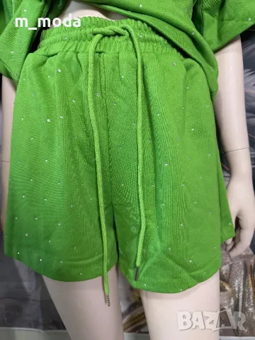 Блестящ памучен сет с камъни в два цвята, снимка 5 - Комплекти - 49716551