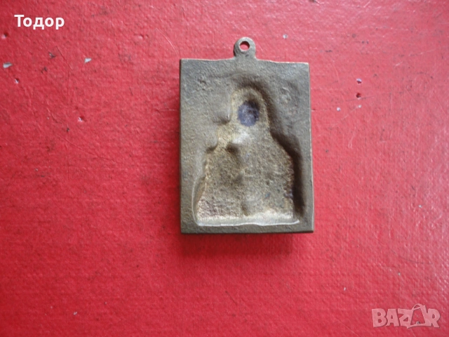 Стара малка бронзова икона 1, снимка 4 - Антикварни и старинни предмети - 53300878
