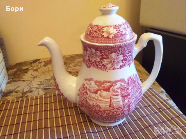 Английска порцеланова кана Coaching Taverns 1828 Royal Tudor Ware  Staffordshire England, снимка 12 - Аксесоари за кухня - 32807764