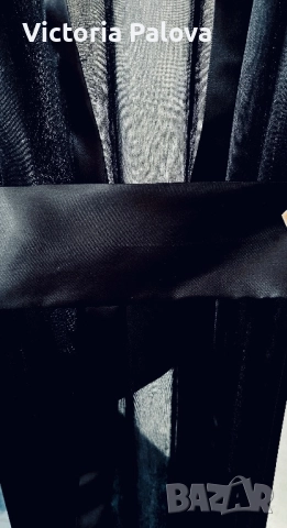 Елегантен черен шифонов пеньоар с дантелени ръкави, снимка 5 - Други - 52672055