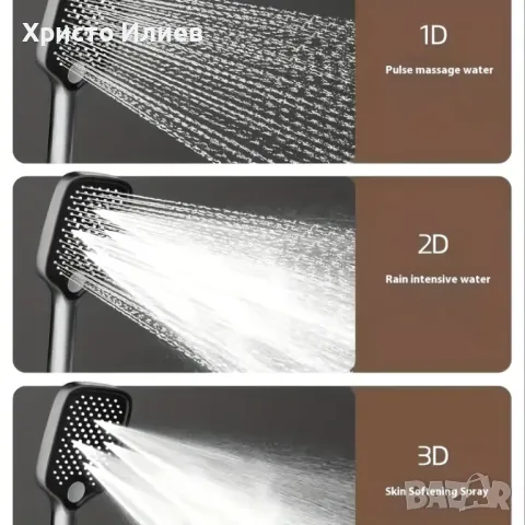 Сива Душ система със стенен термостатен смесител тип пиано 4 функции Сив, снимка 4 - Смесители - 49618710