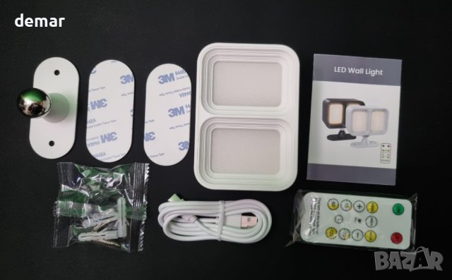 Акумулаторна стенна лампа  за спалня, 52 LED с опции за докосване и дистанционно, снимка 8 - Лед осветление - 43173274