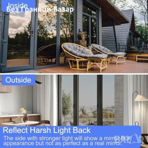 Ново Огледално фолио за прозорци 75x200 UV блокер топлинна защита дом, снимка 5 - Други стоки за дома - 51131556