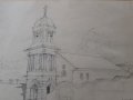 Майсторска рисунка молив Тома Петров Църква Св. Богородица в Пловдив 1946 , снимка 3
