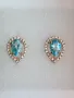 Руски златни обеци с естествен топаз и фианити, снимка 2