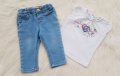 Бебешки дънки Zara и блузка 3-6 месеца, снимка 1 - Панталони и долнища за бебе - 36983073