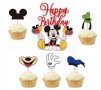 5+1 Мики Маус Mickey Mouse Happy Birthday Картонен топер за торта и мъфини украса декор рожден ден , снимка 1 - Други - 32366067