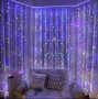 ЛЕД Завеса 3 х 3м Водопад Син цвят Коледни лампички, снимка 5