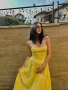 Жълта дълга рокля с прекрасно бюстие, снимка 1