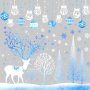 Нови Ледено Сини Коледни Стикери - Уникални 185 Части за прозорец Украса, снимка 1 - Други - 43446790