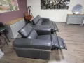 Сив кожен диван тройка и фотьойл Moreno с ел. релакс механизъм, снимка 12