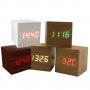 Стилен дървен Часовник под формата на куб/Термометър/Аларма/Дата
