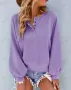 Дамски моден ежедневен широк едноцветен суичър с дълъг ръкав, 4цвята , снимка 4