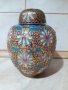Cloisonne Клоазоне стара ваза буркан бронз клетъчен емайл, снимка 1 - Антикварни и старинни предмети - 43202532
