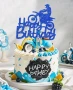 Мотор моторист Байкър мотоциклет Happy Birthday черен син брокатен топер картонен топер за торта, снимка 3