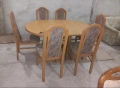Комплект масивна разтегателна маса с 6 стола, снимка 2