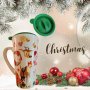 Коледна порцеланова чаша с гумен капак 15см височина. ВАРИАНТИ: С еленче или с Дядо Коледа, снимка 1 - Чаши - 43492131