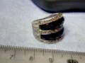 СТАР ШИКОЗЕН СТИЛЕН СРЕБЪРЕН ПРЪСТЕН СРЕБРО 925 с ФАСЕТИРАН ОБСИДИАН и ИСКРЯЩИ ЦИРКОНИ 49309, снимка 2