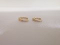 Златни обеци елипса с циркони , снимка 5
