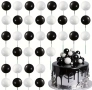 22 броя топчета топки на тел от стиропор за декорация на торта черен бял цвят, снимка 1