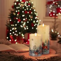 Свещи Eywamage Forest Deer Snowflakes, Коледни свещи с дистанционно, снимка 7 - Декорация за дома - 42931763