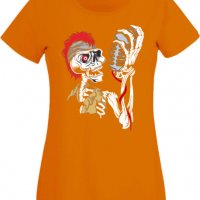 Дамска Тениска Sceleton singer,Изненада,Повод,Подарък,Празник, снимка 4 - Тениски - 37639423