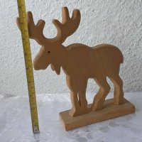 Елен лос дървена фигура с рога статуетка дърворезба животно, снимка 3 - Статуетки - 43237547