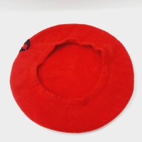 Вълнена червена дамска барета, таке, кепе(17.3), снимка 3 - Шапки - 43728185