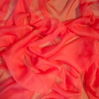 Италиански плат шифон естествена коприна цвят корал, снимка 1 - Рокли - 28216227