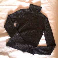 Лъскава Блуза Черен/Сребрист, снимка 4 - Блузи с дълъг ръкав и пуловери - 39299168