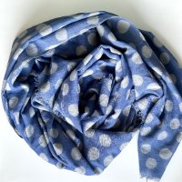 Прекрасен шал вълна и коприна син на точки и голяма синя чанта Roccobarocco , снимка 9 - Чанти - 43493271