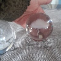 3D Прозрачен орнамент небесна светкавица в кристална топка 60 мм + стойка орнамент, снимка 3 - Статуетки - 43684361