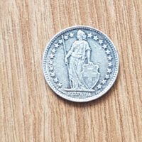 Сребърна монета швейцарски 1/2 франк 1942, снимка 2 - Нумизматика и бонистика - 38732808