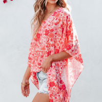 Дамска блуза тип кимоно с принт на цветя, снимка 8 - Други - 44862835