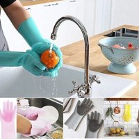 Магически силиконови ръкавици за миене на съдове Magic Brush, снимка 4 - Аксесоари за кухня - 33630396