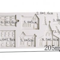 Зимно селище къщи къща сгради огромен силиконов молд форма фондан шоколад глина смола декор украса, снимка 2 - Форми - 27528302