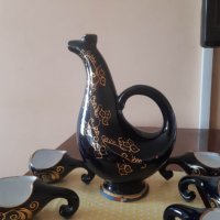 Рядка находка. Винтидж комплект от 5 чаши и стомна  Black Ceramic , снимка 4 - Антикварни и старинни предмети - 39646472