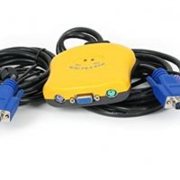PS2 KVM Mini 2 в 1 кабел за 2 компютъра с 1 монитор VGA/PS2 клавиатура и мишка, снимка 2 - Кабели и адаптери - 29010256