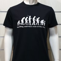 Нова мъжка тениска с трансферен печат Човешка еволюция в черен цвят, снимка 8 - Тениски - 36598981