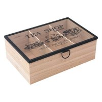 Дървена кутия за чай с надписи, снимка 2 - Аксесоари за кухня - 32945289