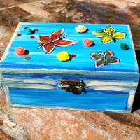 Дървена кутия за бижута, ръчно изрисувана , снимка 4 - Картини - 40185588