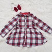 Детска карирана рокля H&M 9-12 месеца, снимка 1 - Бебешки рокли - 43192645