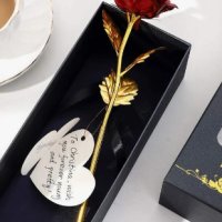 Подарък златна роза в кутия с пожелание Golden Rose, снимка 2 - Подаръци за жени - 43369475