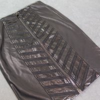 Vinceotto S кожена пола с цип по цялата дължина, снимка 1 - Поли - 39585048