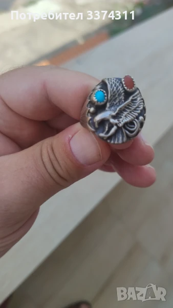 Уникален сребърен пръстен Орел, снимка 1