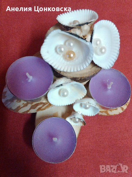 Троен арт свещник,ръчно изработен, снимка 1